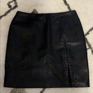 90's Vintage Black Leather Mini Skirt